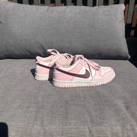 Nike Dunk Low Pink White with Maroon Swoosh - Picture 3 of 5